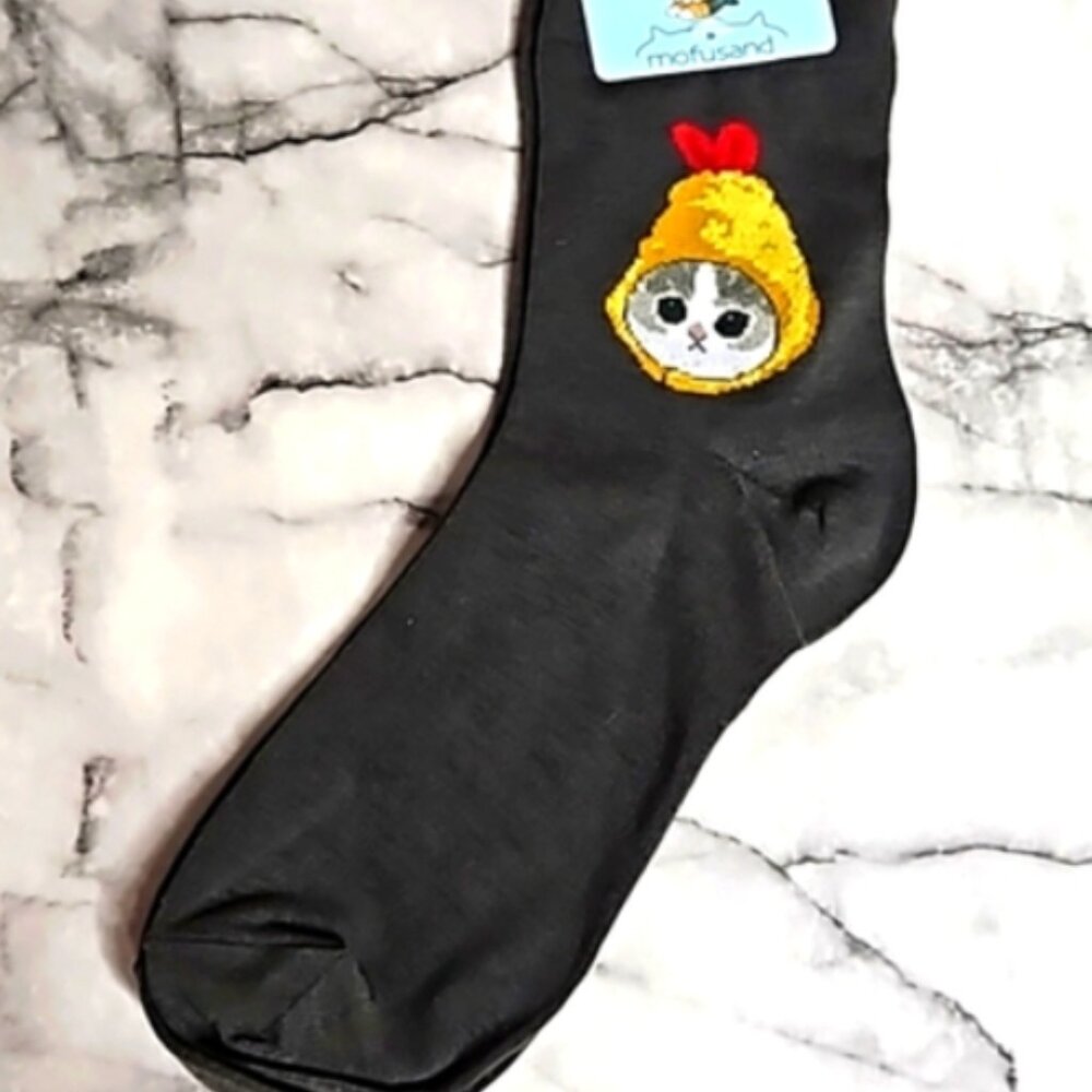 Mofusand Ebinyan Tempura Shrimp Cat Crew Socks - 23-25 cm